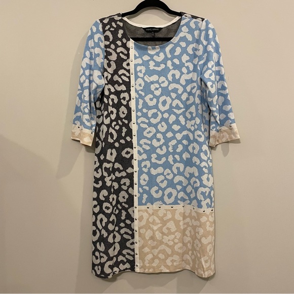 MING WANG Colorblock Studded Cheetah Print Knit Dress - Size S - Picture 13 of 13